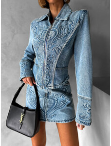 Erikafashion Modrá džínová stylová bunda YAKIZ na zip