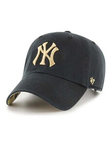 Bavlněná baseballová čepice 47brand MLB New York Yankees černá barva, s aplikací