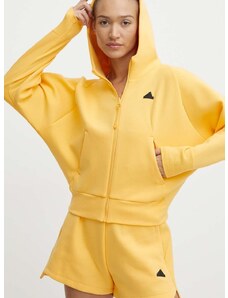 Mikina adidas Z.N.E dámská, žlutá barva, s kapucí, s potiskem, IS3940
