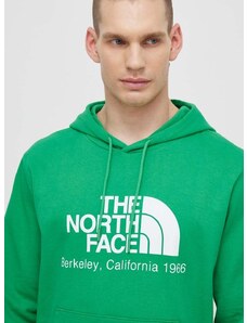 Bavlněná mikina The North Face M Berkeley California Hoodie pánská, zelená barva, s kapucí, s potiskem, NF0A55GFPO81
