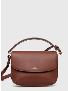 Kožená kabelka A.P.C. sac sarah shoulder mini hnědá barva, PXAWV-F61629