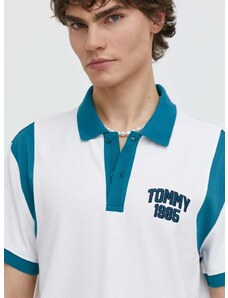 Bavlněné polo tričko Tommy Jeans bílá barva, DM0DM18919