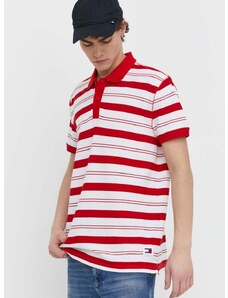 Bavlněné polo tričko Tommy Jeans červená barva, DM0DM18921