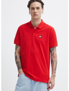 Bavlněné polo tričko Tommy Jeans červená barva, DM0DM18314