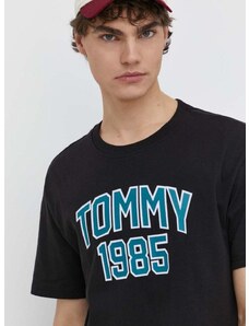 Bavlněné tričko Tommy Jeans černá barva, s potiskem, DM0DM18559