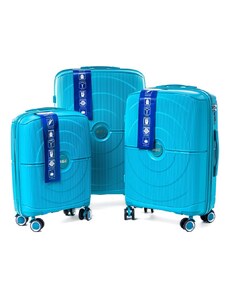 Rogal Tyrkysová sada 3 luxusních odolných kufrů "Orbital" - M, L, XL