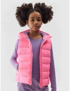 Dívčí péřová vesta s výplní ze syntetického peří 4F - růžová