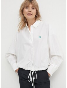Bavlněná košile Tommy Hilfiger bílá barva, relaxed, s klasickým límcem, WW0WW41832