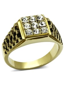 Ocelový, pozlacený prsten s Crystaly Ocel 316 - Rufus
