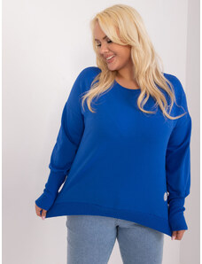 Fashionhunters Kobaltově modrá dámská halenka nadměrné velikosti s manžetami