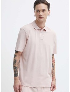 Bavlněné polo tričko HUGO růžová barva, 50493206