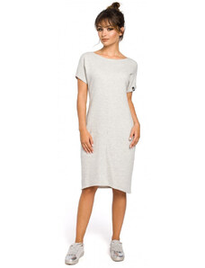 Midi šaty s kapsami ve světle šedé model 18001685 - BeWear