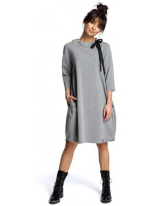 model 18001777 Šaty nadměrné velikosti s páskem na zavazování šedé - BeWear