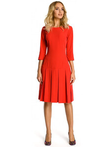 Šaty se pasem a záhyby červené model 18001702 - Moe