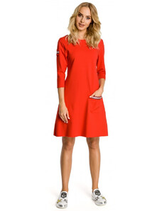model 18001710 Trapézové šaty s pruhy červené - Moe