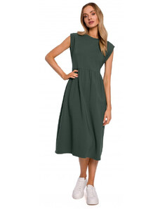 Šaty bez rukávů s vysokým pasem zelené model 18003339 - Moe
