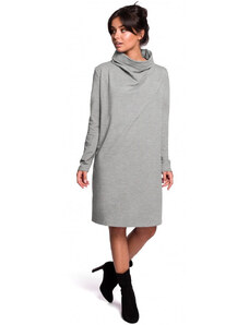 model 18003109 Šaty s vysokým límcem šedé - BeWear