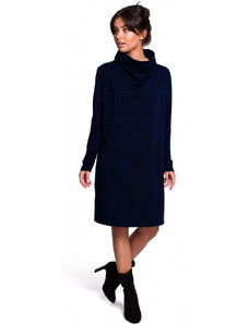 model 18003110 Šaty s vysokým límcem tmavě modré - BeWear