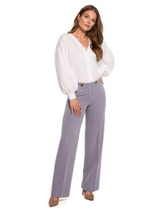 Klasické kalhoty s rovnými nohavicemi šedá model 18003687 - Makover
