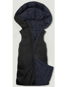 MELYA MELODY Tmavě modro-černá oboustranná dlouhá dámská vesta (V723)