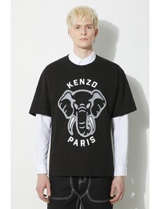 Bavlněné tričko Kenzo Oversized T-Shirt černá barva, s potiskem, FD65TS0064SG.99J