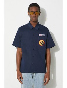 Košile ICECREAM Waitress Camp Collar Shirt pánská, tmavomodrá barva, regular, s klasickým límcem, IC24117
