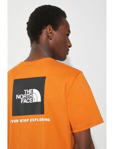 Bavlněné tričko The North Face M S/S Redbox Tee oranžová barva, s potiskem, NF0A87NPPCO1