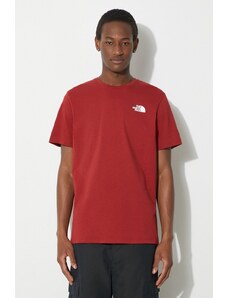 Bavlněné tričko The North Face M S/S Redbox Tee vínová barva, s potiskem, NF0A87NPPOJ1