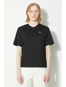 Bavlněné tričko Lacoste černá barva, TF7215