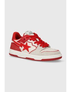 Kožené sneakers boty A Bathing Ape Bape Sk8 Sta #5 M2 červená barva, 1K30191312