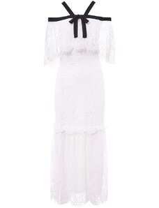 Due Linee Bílé exkluzivní krajkové šaty