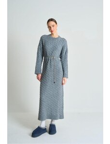 Laluvia Gray Hair Knit Thick Knitwear Dress