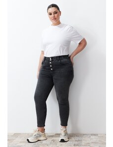 Trendyol Curve Gray Elastic Waist Flexible Skinny Jeans