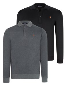 DOUBLE SET V4007 DEWBERRY MEN'S SWEATSHIRT-BLACK-ANTHRACITE