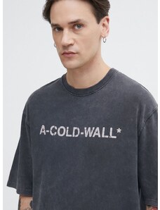 Bavlněné tričko A-COLD-WALL* Overdye Logo T-Shirt černá barva, s potiskem, ACWMTS186