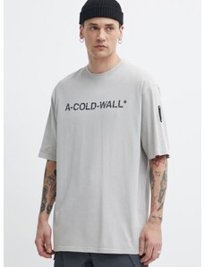 Bavlněné tričko A-COLD-WALL* Overdye Logo T-Shirt šedá barva, s potiskem, ACWMTS186