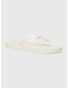 Žabky Tommy Jeans TJW LOGO FLIP FLOP dámské, bílá barva, na plochém podpatku, EN0EN02447