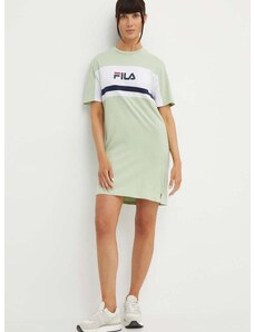 Bavlněné šaty Fila Lishui zelená barva, mini, oversize, FAW0776