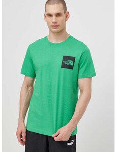 Bavlněné tričko The North Face M S/S Fine Tee zelená barva, s potiskem, NF0A87NDPO81