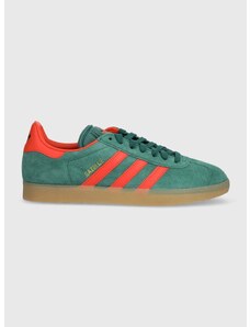 Semišové sneakers boty adidas Originals Gazelle zelená barva, IG6200