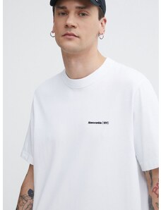 Bavlněné tričko Abercrombie & Fitch bílá barva, s aplikací