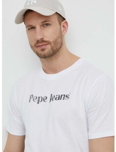 Bavlněné tričko Pepe Jeans CLIFTON bílá barva, s potiskem, PM509374