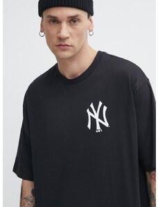 Bavlněné tričko New Era černá barva, s potiskem, NEW YORK YANKEES