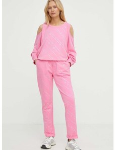 Kalhoty Liu Jo dámské, růžová barva, jednoduché, high waist