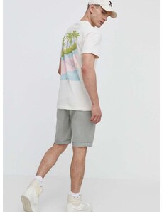 Bavlněné tričko Abercrombie & Fitch béžová barva, s potiskem