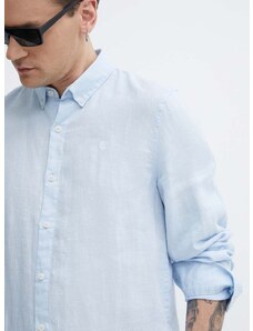 Lněná košile Timberland slim, s límečkem button-down, TB0A2DC39401