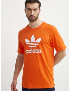 Bavlněné tričko adidas Originals oranžová barva, s potiskem, IR8000