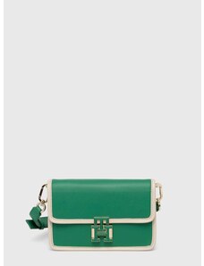 Kožená kabelka Tommy Hilfiger zelená barva, AW0AW16202