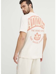 Bavlněné tričko adidas Originals béžová barva, IS0186