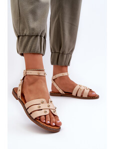Kesi Béžové dámské zdobené ploché sandály značky Ianaera